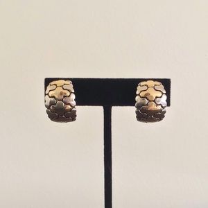 NWOT Vinatge 80s 90s gold and silver tone half hoop clip-on earrings